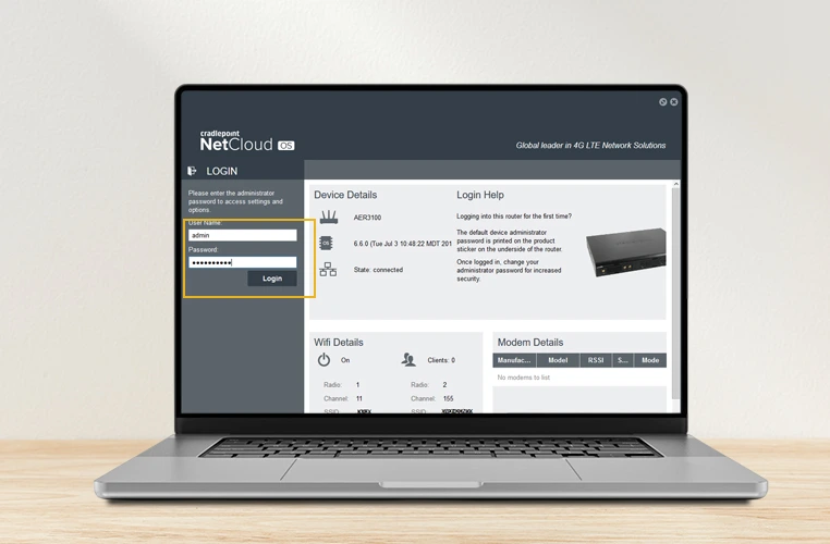 Log into the E300 Cradlepoint Router