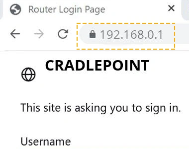 Cradlepoint CTR500 router login page